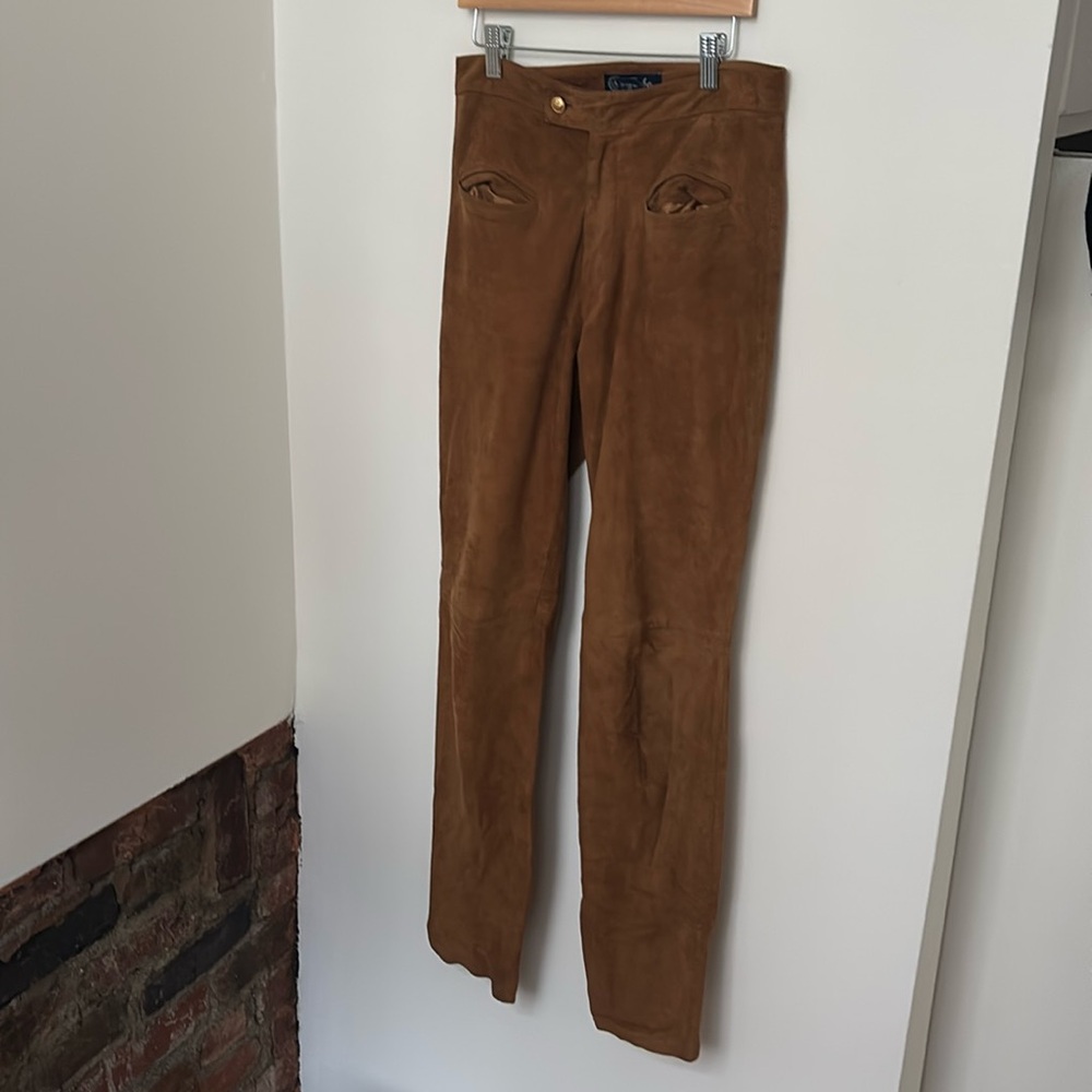 Real suede brown suede pants size 4